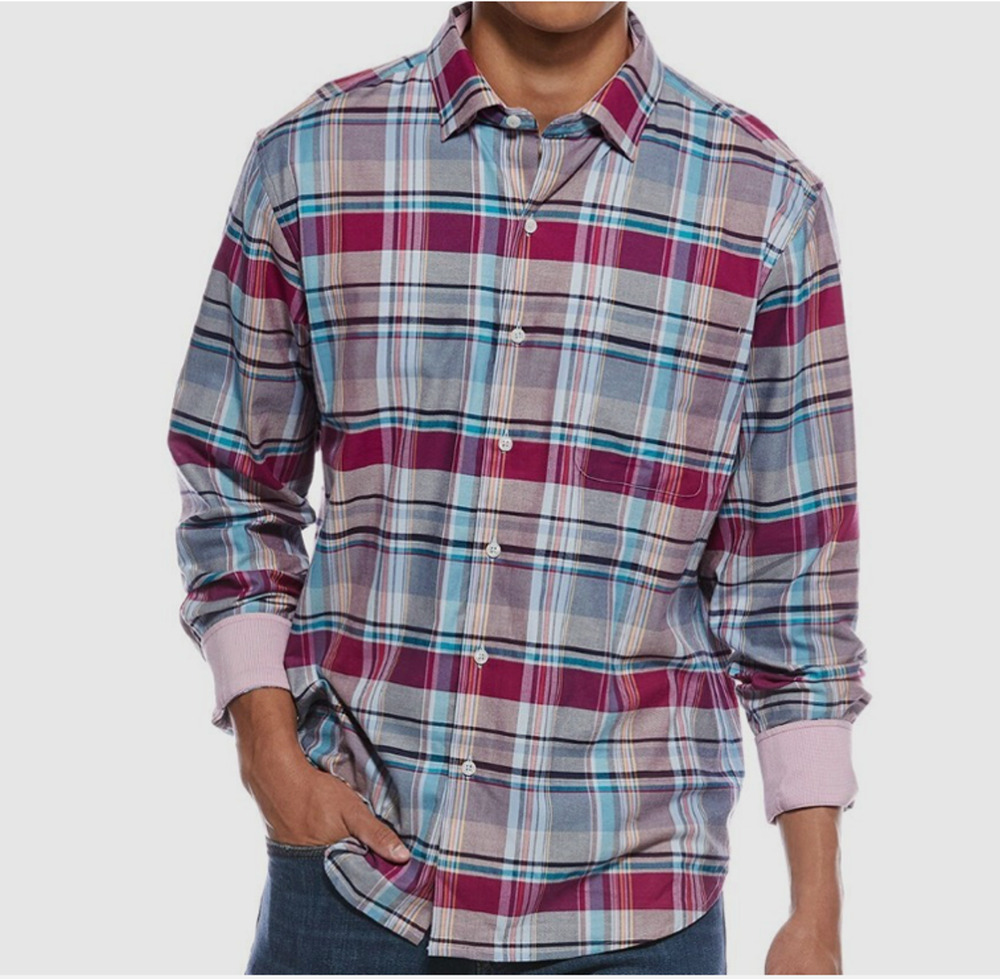 Tommy Bahama Long Sleeve LAZLO CHEERS CHECK Silk Blend Shirt Size M
